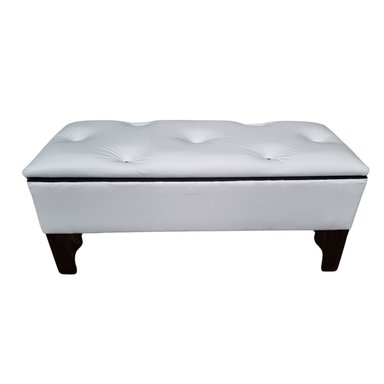 BANQUETA MUEBLES RIMAR BAUL DIAMANTE BLANCO ECO CUERO 105X40X45X20 - 1
