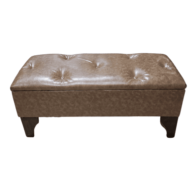 BANQUETA MUEBLES RIMAR BAUL BOTONE MIEL ECO CUERO 105X40X45X20 - 1