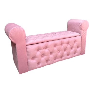 BANQUETA MUEBLES RIMAR ROSA BAUL CAPITONE CON BRAZO PASTEL FELPA 134X40X50X40 - 2