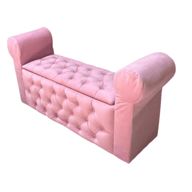 BANQUETA MUEBLES RIMAR ROSA BAUL CAPITONE CON BRAZO PASTEL FELPA 134X40X50X40 - 3