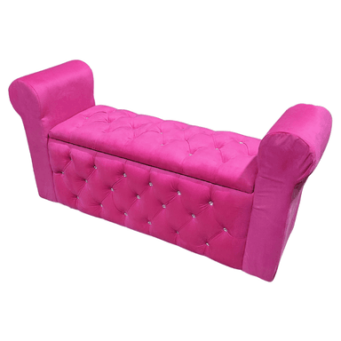 BANQUETA MUEBLES RIMAR FUCSIA BAUL CAPITONE CON BRAZO FELPA DIAMANTE 134X40X50X40 - 3