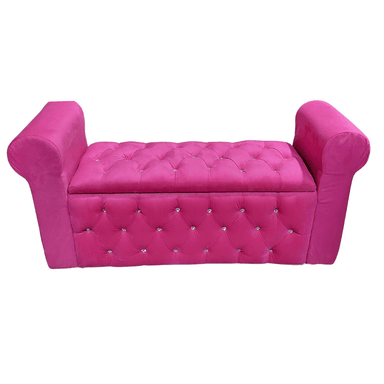 BANQUETA MUEBLES RIMAR FUCSIA BAUL CAPITONE CON BRAZO FELPA DIAMANTE 134X40X50X40 - 4