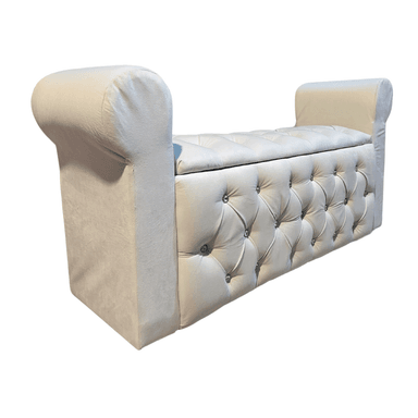 BANQUETA MUEBLES RIMAR CRUDO BAUL CAPITONE CON BRAZO FELPA DIAMANTE 134X40X50X40 - 2