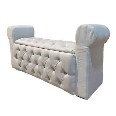 BANQUETA MUEBLES RIMAR CRUDO BAUL CAPITONE CON BRAZO FELPA DIAMANTE 134X40X50X40 - 3