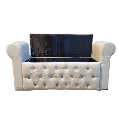 BANQUETA MUEBLES RIMAR CRUDO BAUL CAPITONE CON BRAZO FELPA DIAMANTE 134X40X50X40 - 4