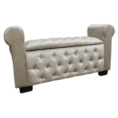 BANQUETA MUEBLES RIMAR BEIGE BAUL CAPITONE CON BRAZO FELPA 134X40X50X40 - 2