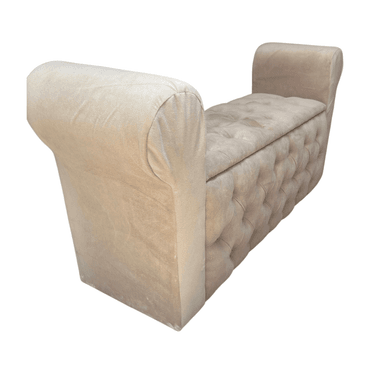 BANQUETA MUEBLES RIMAR BEIGE BAUL CAPITONE CON BRAZO FELPA 134X40X50X40 - 4