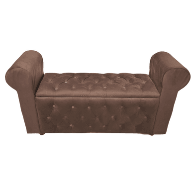 BANQUETA MUEBLES RIMAR CHOCOLATE BAUL CAPITONE CON BRAZO FELPA 134X40X50X40 - 3