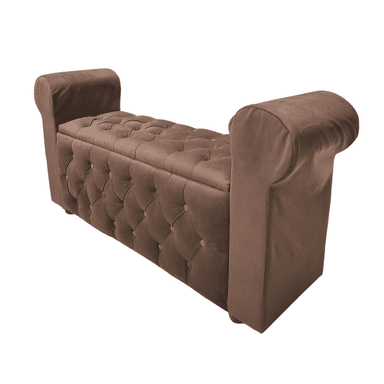 BANQUETA MUEBLES RIMAR CHOCOLATE BAUL CAPITONE CON BRAZO FELPA 134X40X50X40 - 4