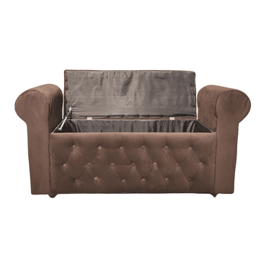 BANQUETA MUEBLES RIMAR CHOCOLATE BAUL CAPITONE CON BRAZO FELPA 134X40X50X40 - 5