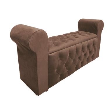 BANQUETA MUEBLES RIMAR CHOCOLATE BAUL CAPITONE CON BRAZO FELPA 134X40X50X40 - 6