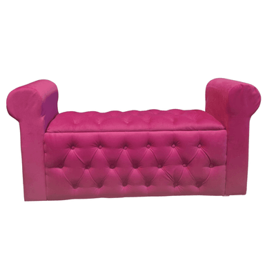 BANQUETA MUEBLES RIMAR FUCSIA BAUL CAPITONE CON BRAZO FELPA 134X40X50X40 - 1