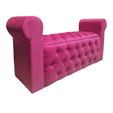 BANQUETA MUEBLES RIMAR FUCSIA BAUL CAPITONE CON BRAZO FELPA 134X40X50X40 - 2