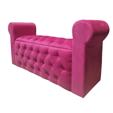 BANQUETA MUEBLES RIMAR FUCSIA BAUL CAPITONE CON BRAZO FELPA 134X40X50X40 - 3