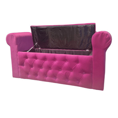 BANQUETA MUEBLES RIMAR FUCSIA BAUL CAPITONE CON BRAZO FELPA 134X40X50X40 - 4