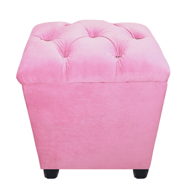 POUF MUEBLES RIMAR ROSADO BAUL CAPITONE DIAMANTE CLARO FELPA 40X33X50X40 - 1