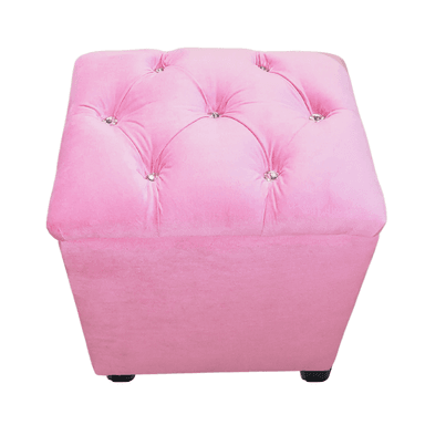 POUF MUEBLES RIMAR ROSADO BAUL CAPITONE DIAMANTE CLARO FELPA 40X33X50X40 - 4
