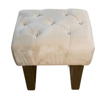 BANQUETA MUEBLES RIMAR BEIGE CAPITONE DIAMANTE FELPA 40X30X40 - 1