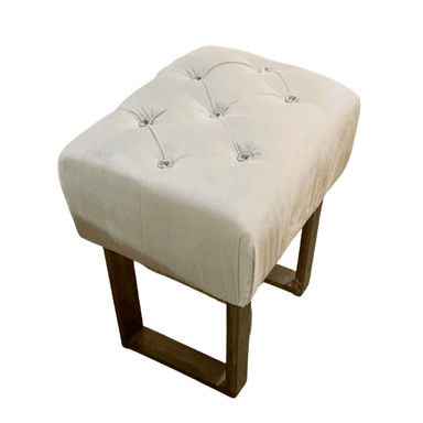 BANQUETA MUEBLES RIMAR BEIGE CAPITONE DIAMANTE FELPA 40X30X40 - 2