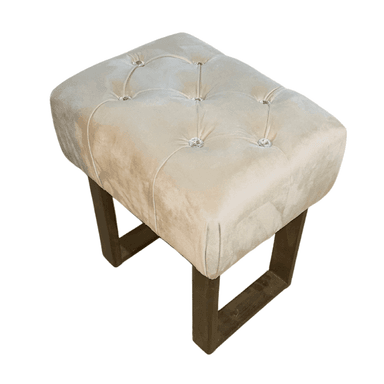 BANQUETA MUEBLES RIMAR BEIGE CAPITONE DIAMANTE FELPA 40X30X40 - 3