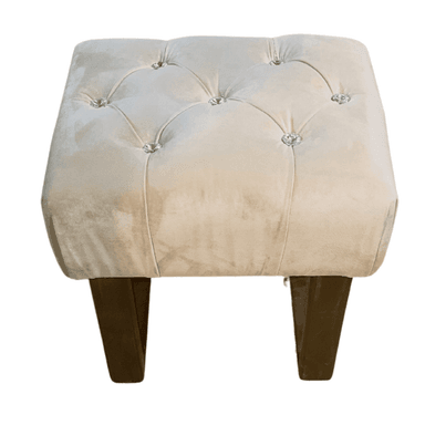 BANQUETA MUEBLES RIMAR BEIGE CAPITONE DIAMANTE FELPA 40X30X40 - 4
