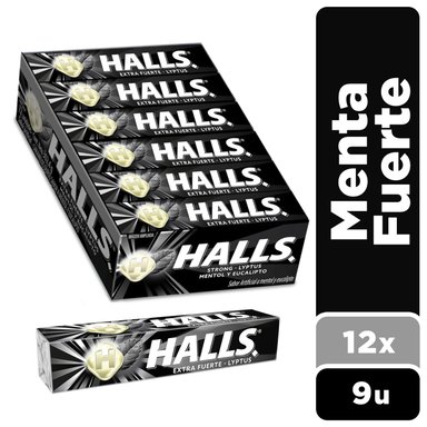 GOLOSINAS MENTA FUERTE HALLS 12 X 9 CARAMELOS DUROS - 1