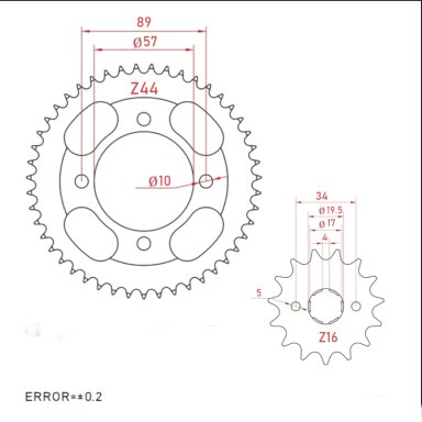 KIT TRANSMISION KINLON JL200 428HX132L16T44T(CAT. CONC.)NPC - 3