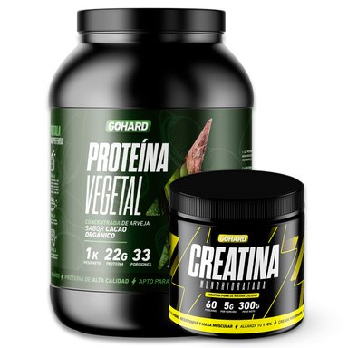 PACK GOHARD PROTEÍNA VEGETAL CACAO ORGANICO 33 SERVICIOS + CREATINA MONOHIDRATADA 60 SERVICIOS - 1