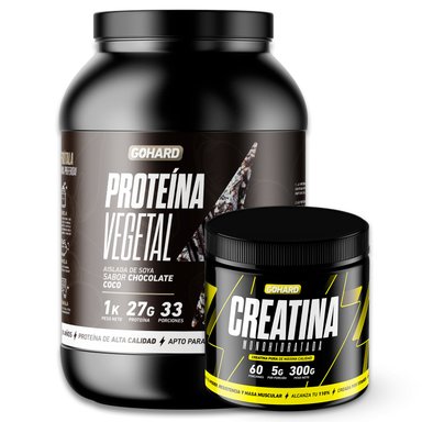 PACK GOHARD PROTEÍNA VEGETAL CHOCOLATE COCO 33 SERVICIOS + CREATINA MONOHIDRATADA 60 SERVICIOS - 1
