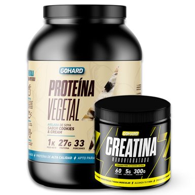 PACK GOHARD PROTEÍNA VEGETAL 33 SERVICIOS + CREATINA MONOHIDRATADA 60 SERVICIOS - 1