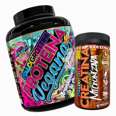 PROTEINA ITALO GROTTINI VEGANA 73S ARANDANOS POLVO + CREATINA 40S NARANJA - 1