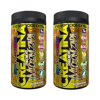 PACK 2 FRASCOS CREATINA ITALO GROTTINI MONOHIDRATO MANGO MARACUYA POLVO 40 SERV C/U - 1
