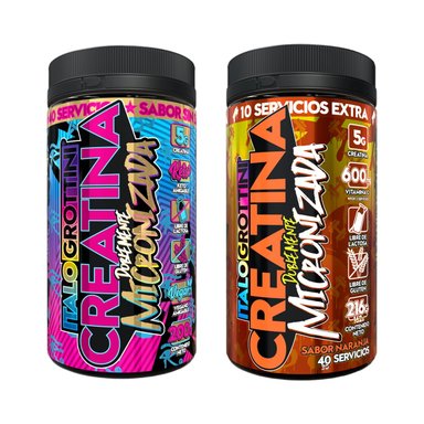 PACK 2 FRASCOS CREATINA ITALO GROTTINI MONOHIDRATO SIN SABOR NARANJA POLVO 40 SERV C/U - 1