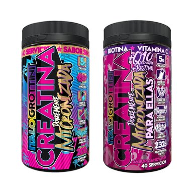 PACK 2 FRASCOS CREATINA ITALO GROTTINI MONOHIDRATO SIN SABOR CANDY POP POLVO 40 SERV C/U - 1