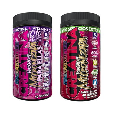 PACK 2 FRASCOS CREATINA ITALO GROTTINI MONOHIDRATO CANDY POP SANDIA POLVO 40 SERV C/U - 1