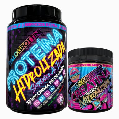 PROTEINA ITALO GROTTINI HIDROLIZADA CREMA PIE LIMON POLVO 2.3 LB + CREATINA 400 GR SIN SABOR - 1