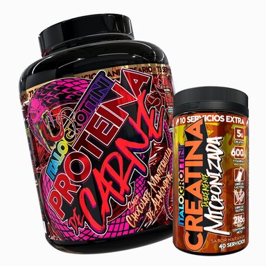 PROTEINA ITALO GROTTINI CARNE 73SV CHOCOLATE POLVO 5.2 LB + CREATINA 40SV NARANJA - 1
