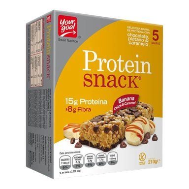 PACK X5 BARRAS DE PROTEÍNA YOUR GOAL SNACK SABOR BANANA CHIPS 15GR PROTEÍNA - 1