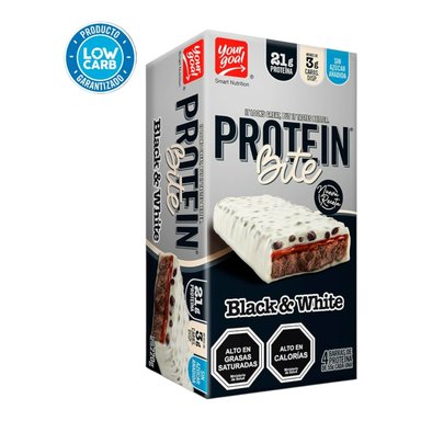 PROTEÍNA YOUR GOAL 4 BARRITAS PROTEIN BITE BLACK & WHITE 21GR PROTEIN - 1