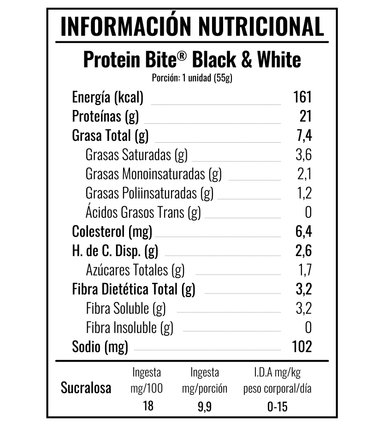 PROTEÍNA YOUR GOAL 4 BARRITAS PROTEIN BITE BLACK & WHITE 21GR PROTEIN - 2