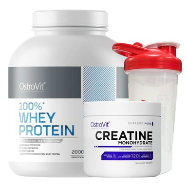 PACK OSTROVIT 100% WHEY PROTEIN 2000GR + CREATINA MONOHIDRATADA 300GR + SHAKER 750ML - 1