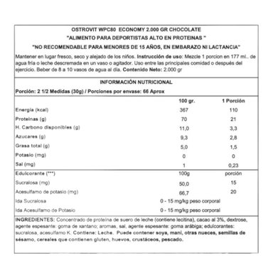 PROTEÍNA OSTROVIT 100% WHEY PROTEIN 2000GR HAZELNUT CREAM - 2