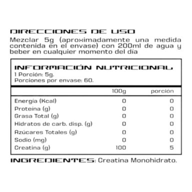 CREATINA PEGA LOCO MONOHIDRATADA 300GR 60 SERVICIOS PEGALOCO - 2