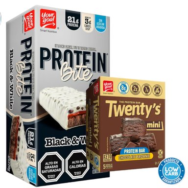 PACK PROTEIN BITE YOUR GOAL BLACK & WHITE Y MINI TWENTYS CHOCOLATE BROWNIE - 1
