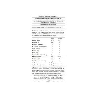 CREATINA OSTROVIT MONOHIDRATADA COLA 1 KG - 2