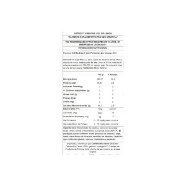 CREATINA OSTROVIT MONOHIDRATADA LIMON 1 KG - 2
