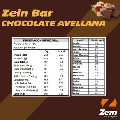 BARRA DE PROTEINA ZEIN BAR CHOCOLATE AVELLANA 100GR - ZEIN - 2