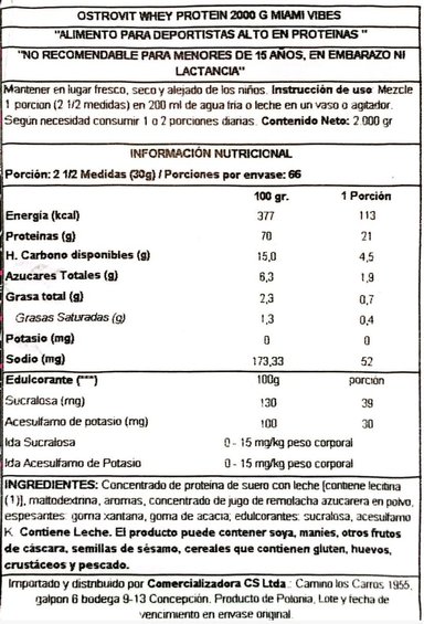 PROTEINA 100% WHEY PROTEIN 2000G 66 SV MIAMI VIBES - OSTROVIT - 2