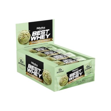 BOX DE 12 BARRAS BEST WHEY 15G PISTACHO & ORIGINAL - ATLHETICA - 1