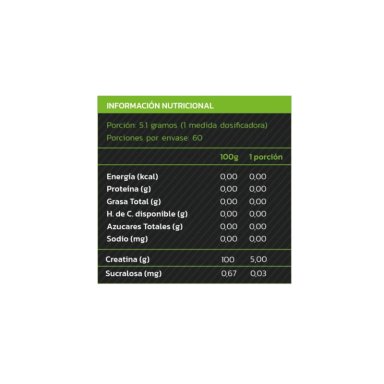 CREATINA MONOHIDRATADA Y MICRONIZADA 308GR MANZANA VERDE - ZEINAAAAAAAAAA - 2